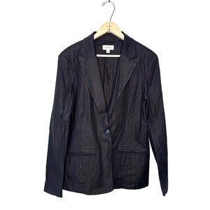 Evereve Black Single Button Linen Blend Blazer Size Small